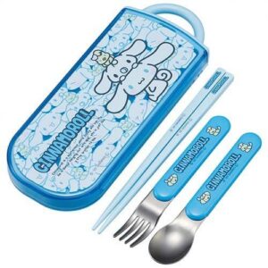 Skater Silver Ion Antibacterial Children's 3 Piece Chopsticks, Spoon, Fork & Cinnamon Roll Set (1 Set)